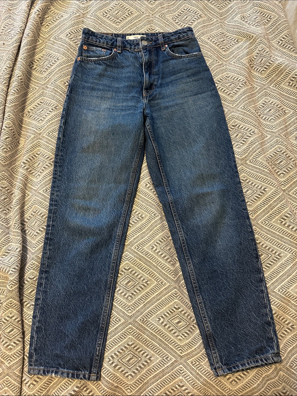 Mango Blue High-Rise Straight Jeans “MOM” us 25